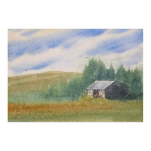 Pintura paisagística em aquarela