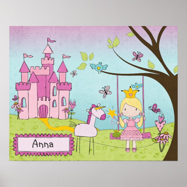 Poster Pintura personalizada do Castelo de Princesa (Frente)