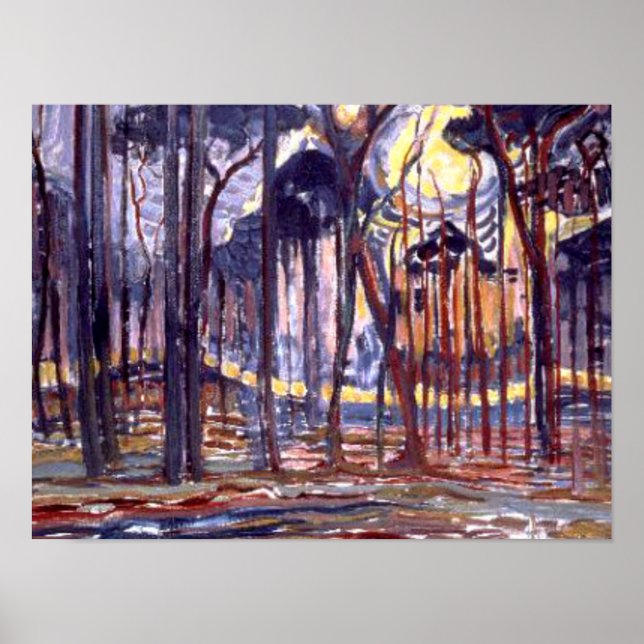 Poster Pintura Piet Mondrian, Forest (Frente)