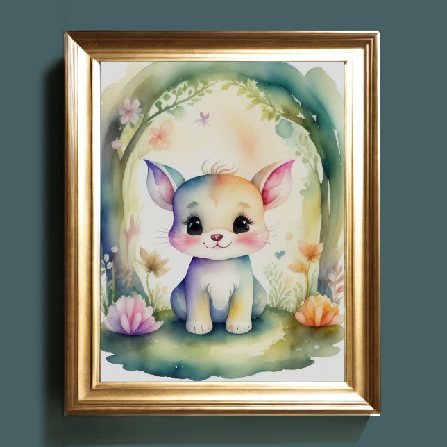 Poster Pintura por Aquarela da Criatura de Kawaii Chibi I (Criador carregado)