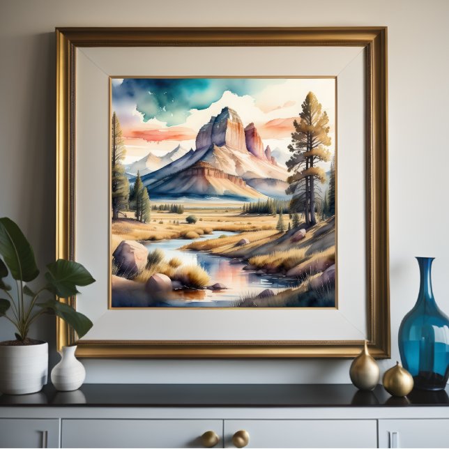 Poster Pintura por Aquarela da Paisagem Rural (Criador carregado)