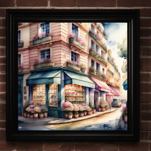 Poster Pintura por Aquarela da Rua Parisiense