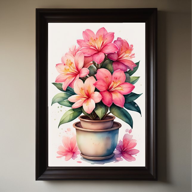 Poster Pintura por Aquarela de Azalea em rosa-Pote (Criador carregado)