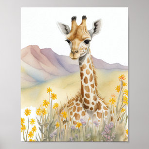 Poster Pintura por Aquarela de Giraffe