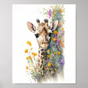 Poster Pintura por Aquarela de Giraffe