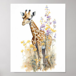 Poster Pintura por Aquarela de Giraffe