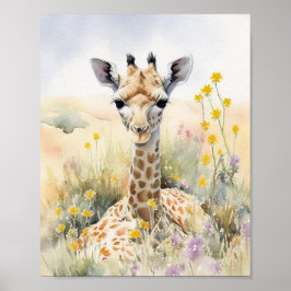 Poster Pintura por Aquarela de Giraffe