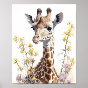 Poster Pintura por Aquarela de Giraffe