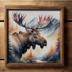 Poster Pintura por Aquarela de Moose Natureza