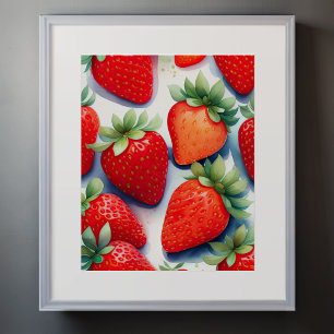 Poster Pintura por Aquarela de Morangos