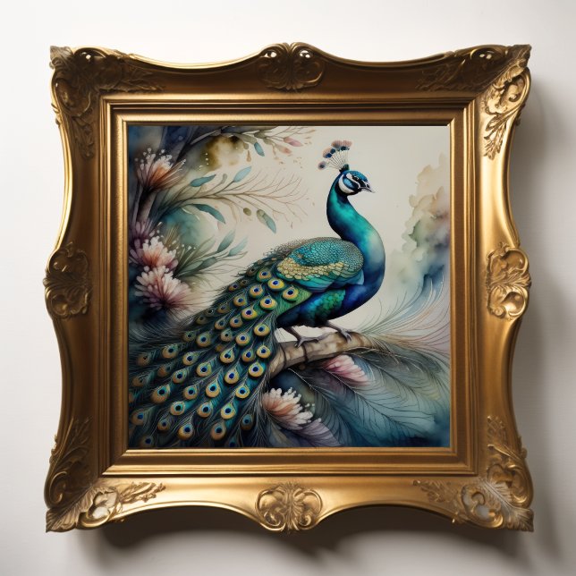 Poster Pintura por Aquarela de Peacock 1:1 (Criador carregado)