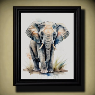 Poster Pintura por Aquarela de um Elefante 5:4