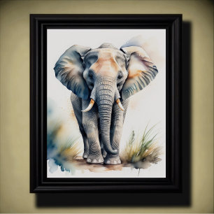 Poster Pintura por Aquarela de um Elefante 5:4