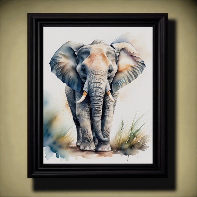 Poster Pintura por Aquarela de um Elefante 5:4 (Criador carregado)