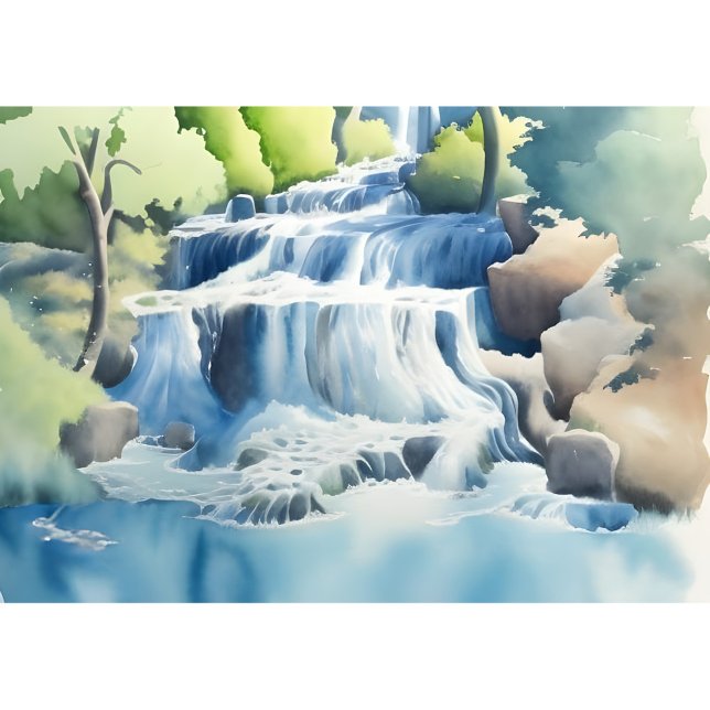 Poster Pintura Por Aquarela De Uma Cama Em Cascata (Criador carregado)