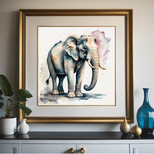 Poster Pintura por Aquarela do Elefante 1:1