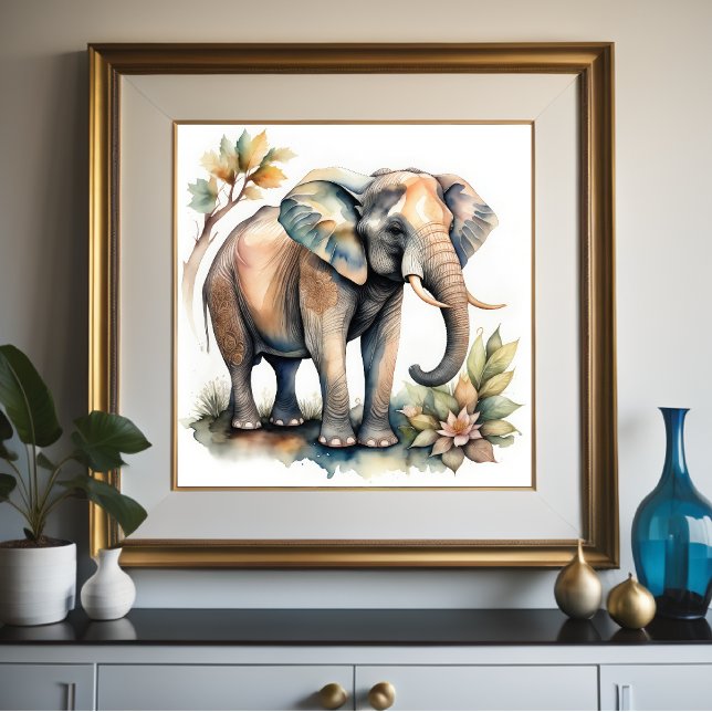 Poster Pintura por Aquarela do Elefante 1:1 (Criador carregado)