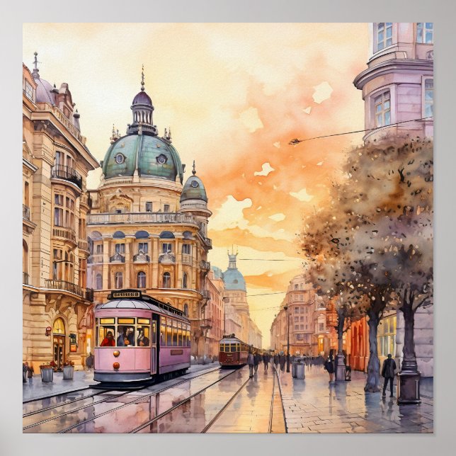 Poster Pintura por Aquarela do Estilo Boêmico Viena (Frente)