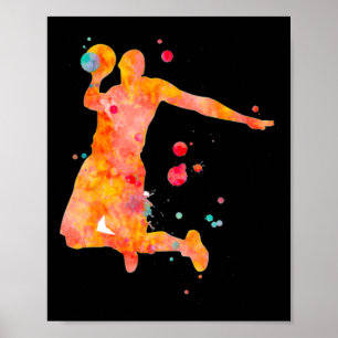 Poster Pintura por Aquarela do Jogador de Basquete