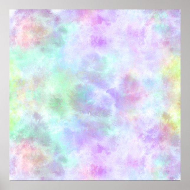 Poster Pintura por Aquarela do Pastel Rainbow Tie-Dye (Frente)