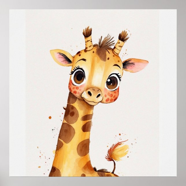 Poster Pintura por Aquarela Joyful Giraffe Nursery (Frente)