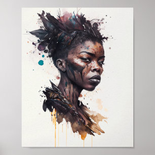Poster Pintura Por Aquarela, Lindas Mulheres Africanas