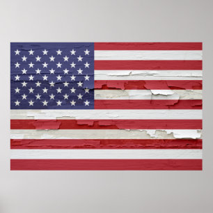 Poster Pintura resistida da bandeira americana