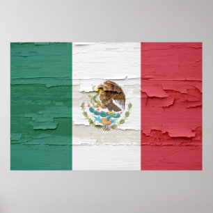 Póster Pintura resistida da bandeira mexicana