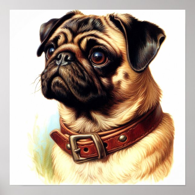 Poster Pintura Retroativa de Pug de Cubo (Frente)