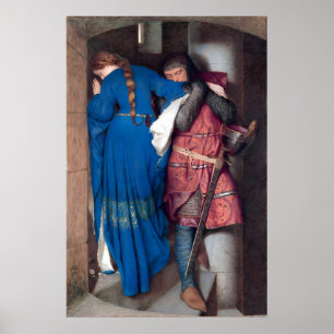 Poster Pintura Romântica O Encontro na Escada da Torre