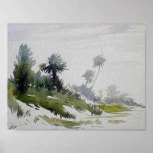 Póster Pintura rural da aguarela da paisagem