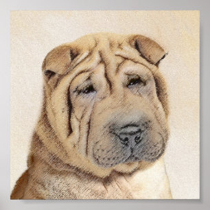 Poster Pintura Shar Pei - Arte Cachorra Original