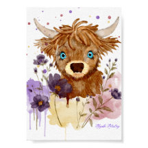 pintura solta de vaca highland em aquarela
