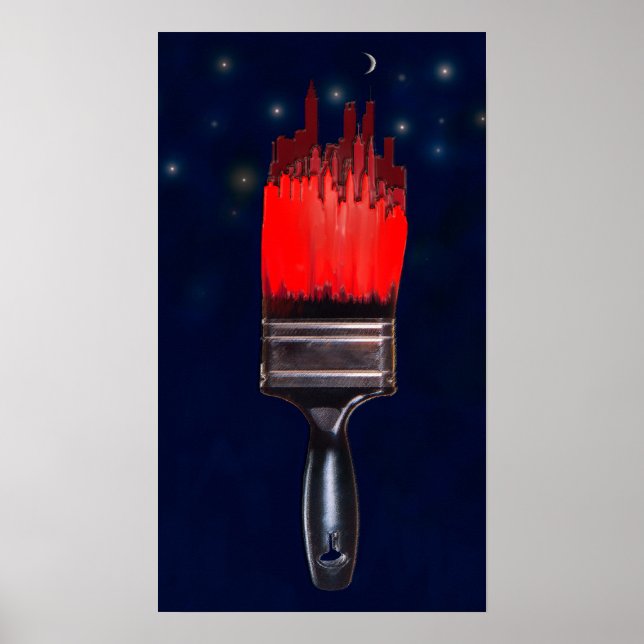 Poster pintura vermelha da cidade (Frente)