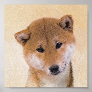 Poster Pintura (vermelha) de Shiba Inu - arte original do