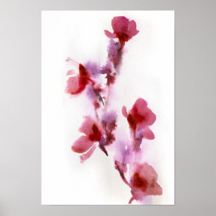 Poster pinturas de abstrato floral a aquarela 3