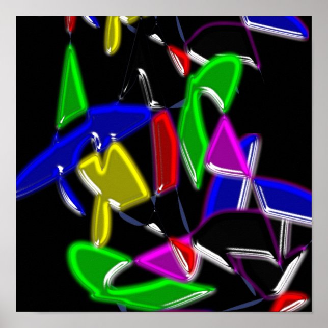 Poster Pinturas de arte modernas, explosão de cores (Frente)