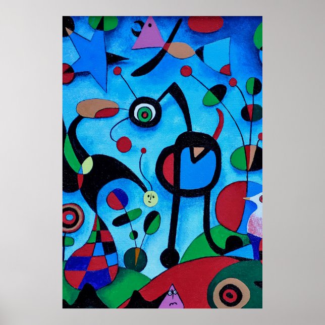 Poster pinturas de joan miro, abstrato art (Frente)