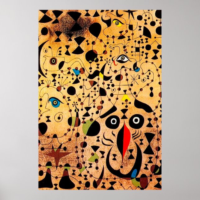 Poster pinturas de joan miro, abstrato art (Frente)