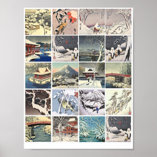 Poster pinturas de pintura de pinturas de neve do Japão