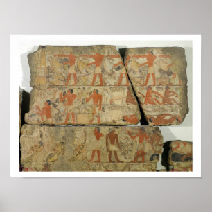 Póster Pinturas do túmulo de Metjetji, de Saqqara,