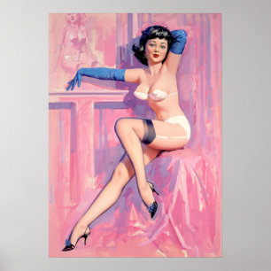 Póster Pinup azul das luvas