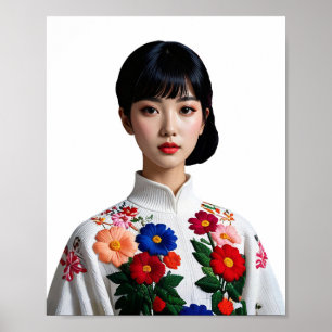 Poster pinup de beleza japonesa