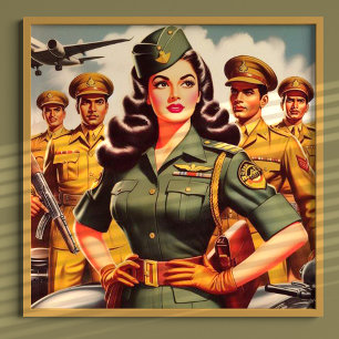 Poster Pinup Militar Retroativo