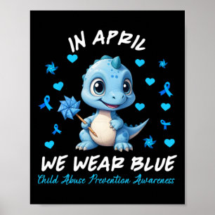 Poster Pinwheel Dino Em Abril Usamos Azul Criança Abuso P