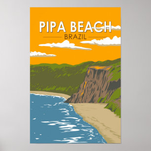 Poster Pipa Beach Brazil Viagem Art Vintage