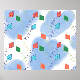 Poster Pipas Caprichosas Padrão de Céu Multicolorido