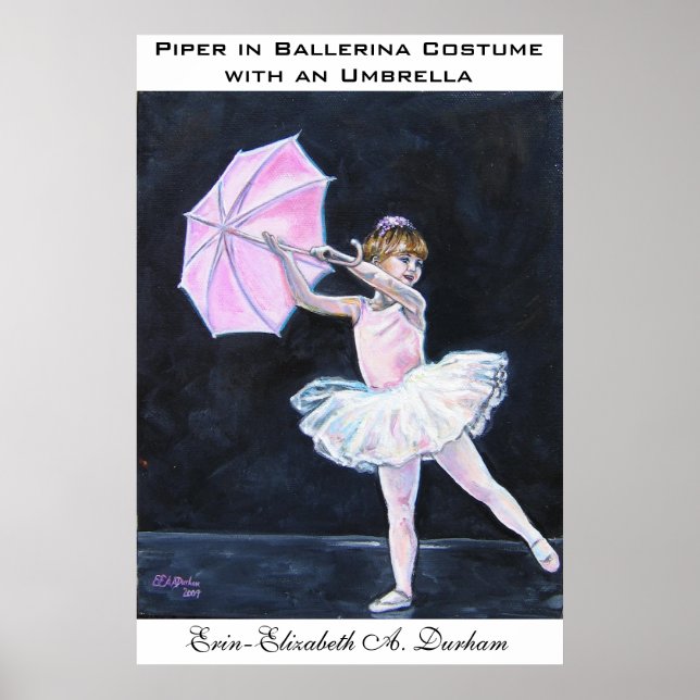Póster Piper com fantasia de bailarina com guarda-chuva (Frente)