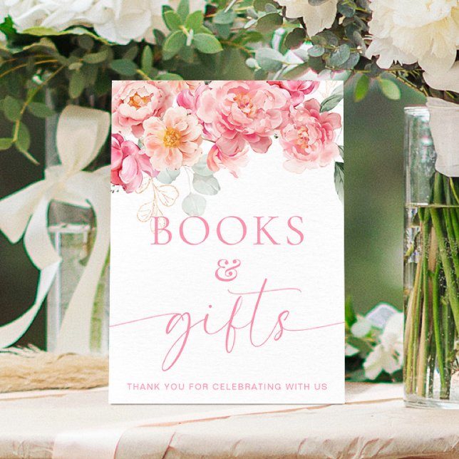 Poster Piper Peony Floral Books e Sinal de Presente (Book and Gifts Sign Piper Peony )