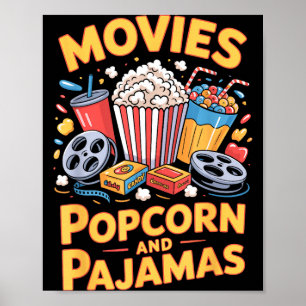 Poster Pipoca de cinema e pijamas comida de filme lanche 